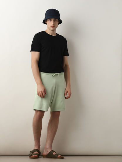 Light Green Mid Rise Knitted Shorts