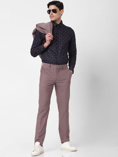 Pink Mid Rise Tailored Trousers