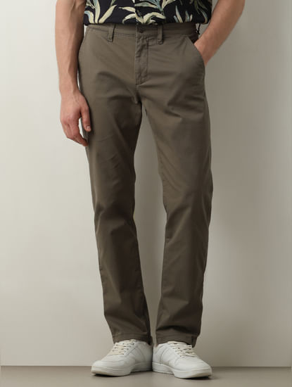 Green Mid Rise Straight Fit Chinos