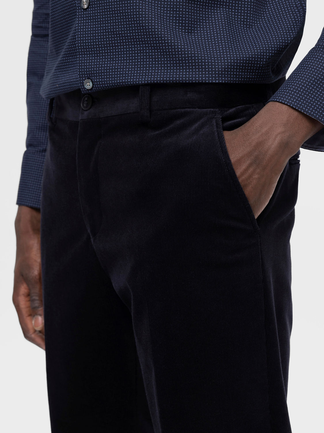 O'Connell's Plain Front 8-Wale Corduroy Trousers - Navy - Men's Clothing,  Traditional Natural shouldered clothing, preppy apparel