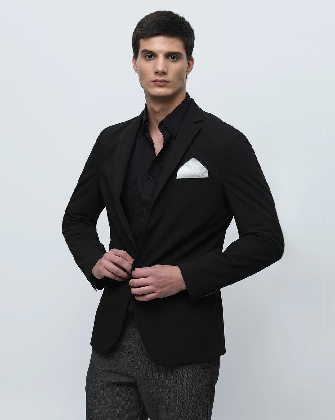 Buy Black Slim Fit Full Sleeves Formal Shirt for Men at Selected