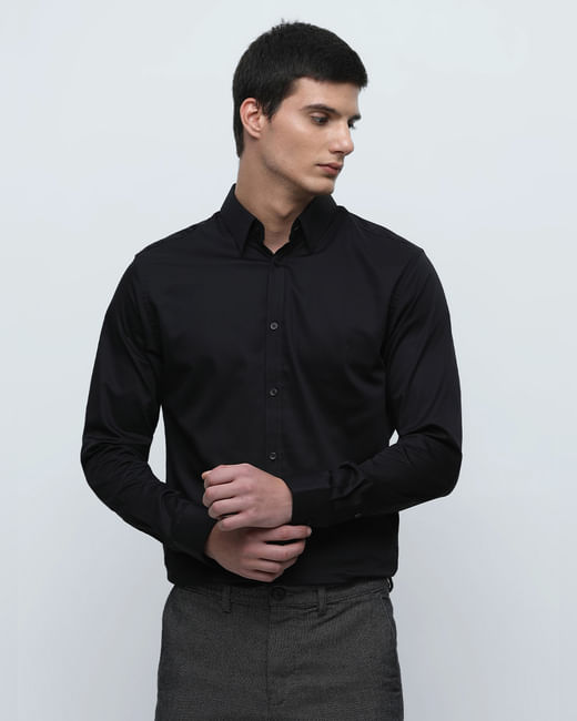 Black Slim Fit Full Sleeves Formal Shirt
