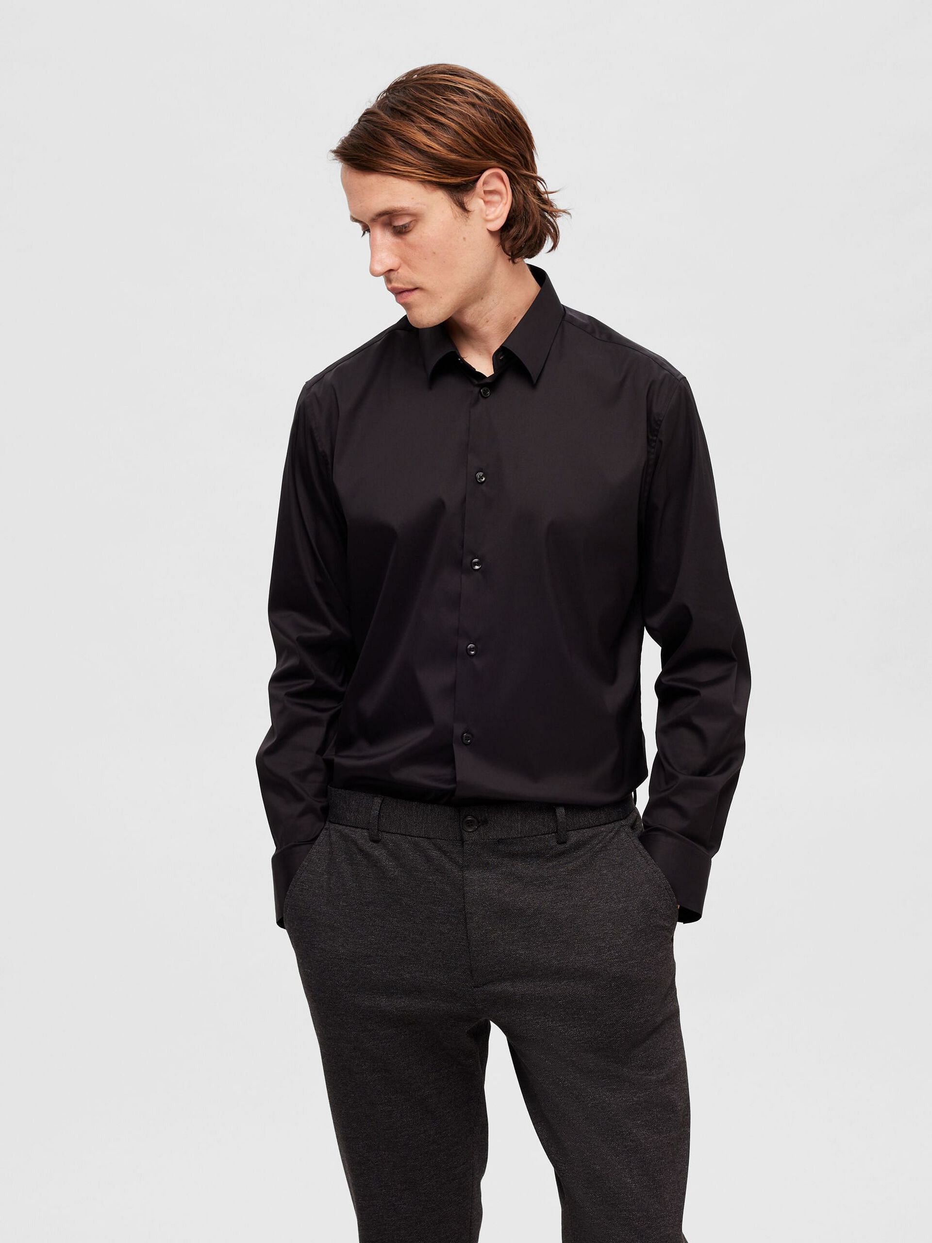 Black slim outlet fit shirt online