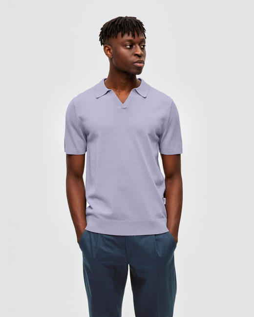 Lavender Knitted Polo T-shirt