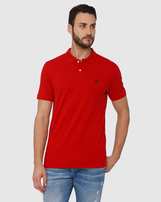 Red Slim Fit Polo Neck T-Shirt