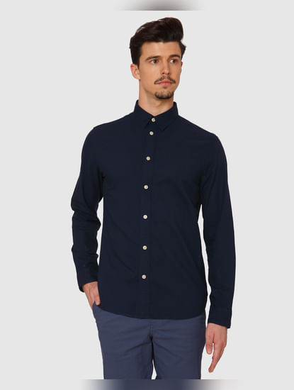 Navy Blue Full Sleeves Shirt
