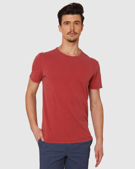 Red Dyed Crew Neck T-Shirt