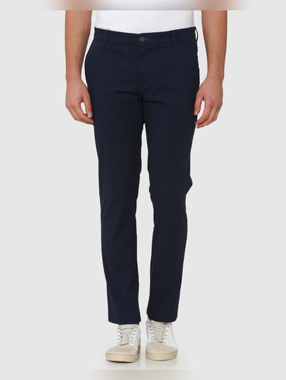 Navy Blue Straight Fit Chinos
