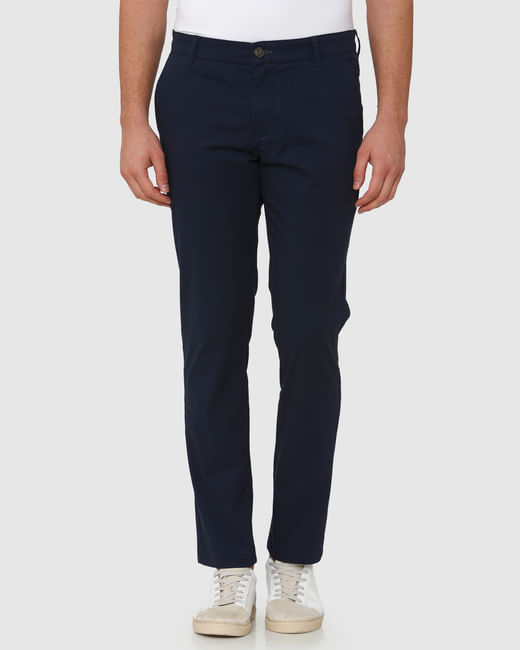 Navy Blue Straight Fit Chinos