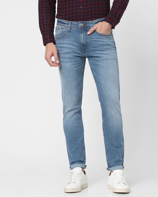 Blue Mid Rise Organic Cotton Slim Jeans