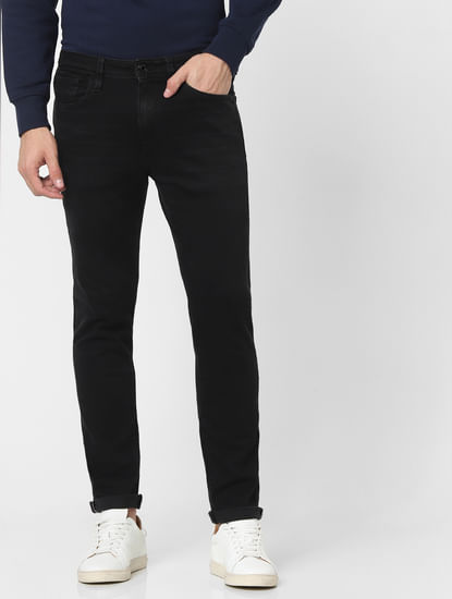 Black Mid Rise Organic Cotton Slim Jeans