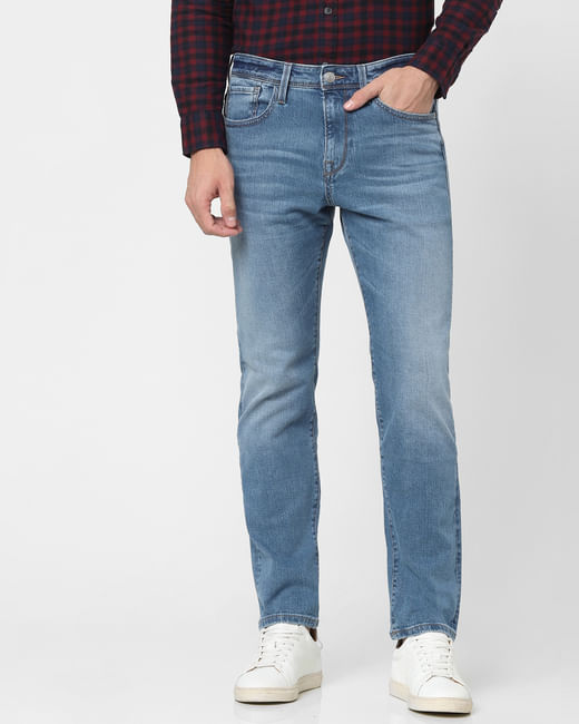 Light Blue Mid Rise Straight Jeans