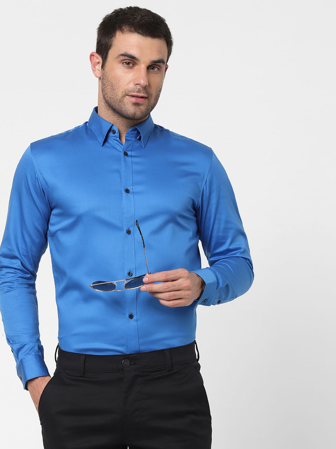 Royal blue store slim fit shirt