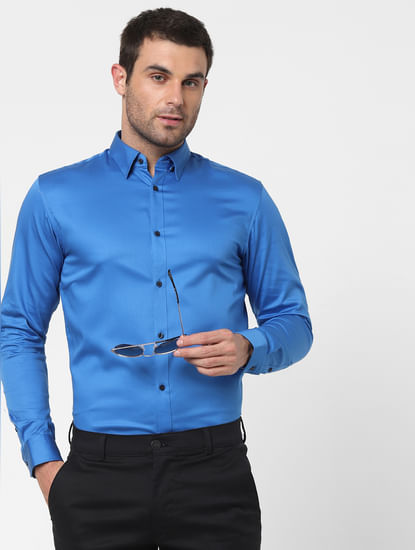 Blue Full Sleeves Slim Fit Shirt