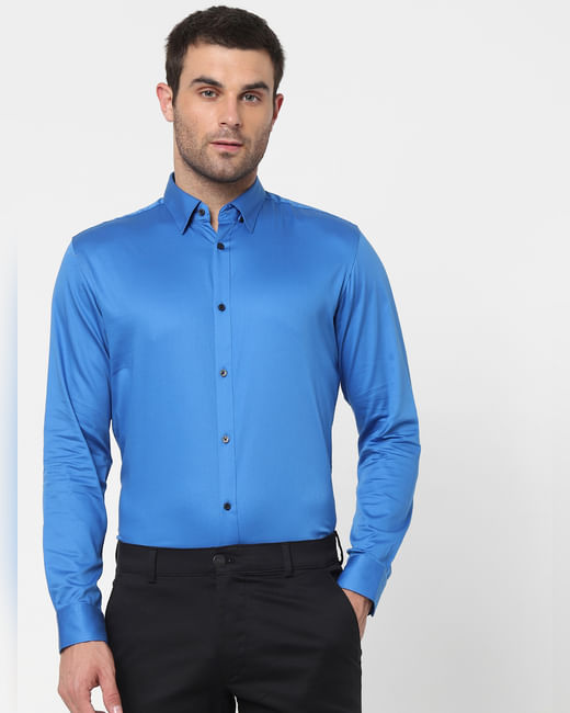 Blue Full Sleeves Slim Fit Shirt
