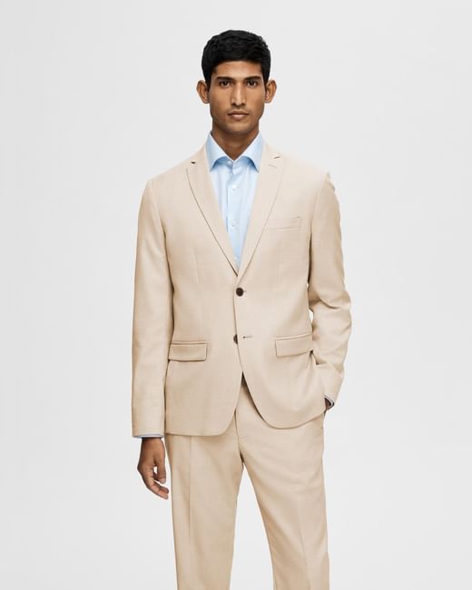Beige Structured Suit-Set Blazer