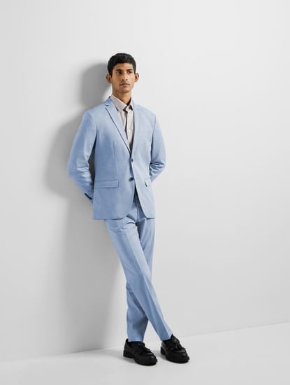 Blue Structured Suit-Set Blazer