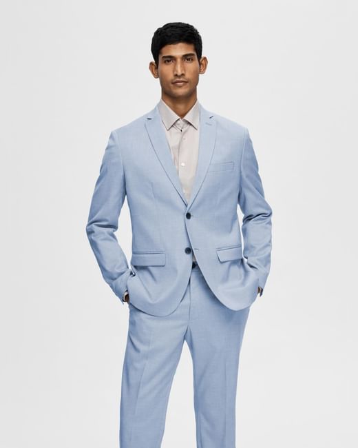 Blue Structured Suit-Set Blazer