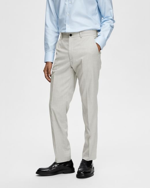 Grey Mid Rise Suit-Set Trousers