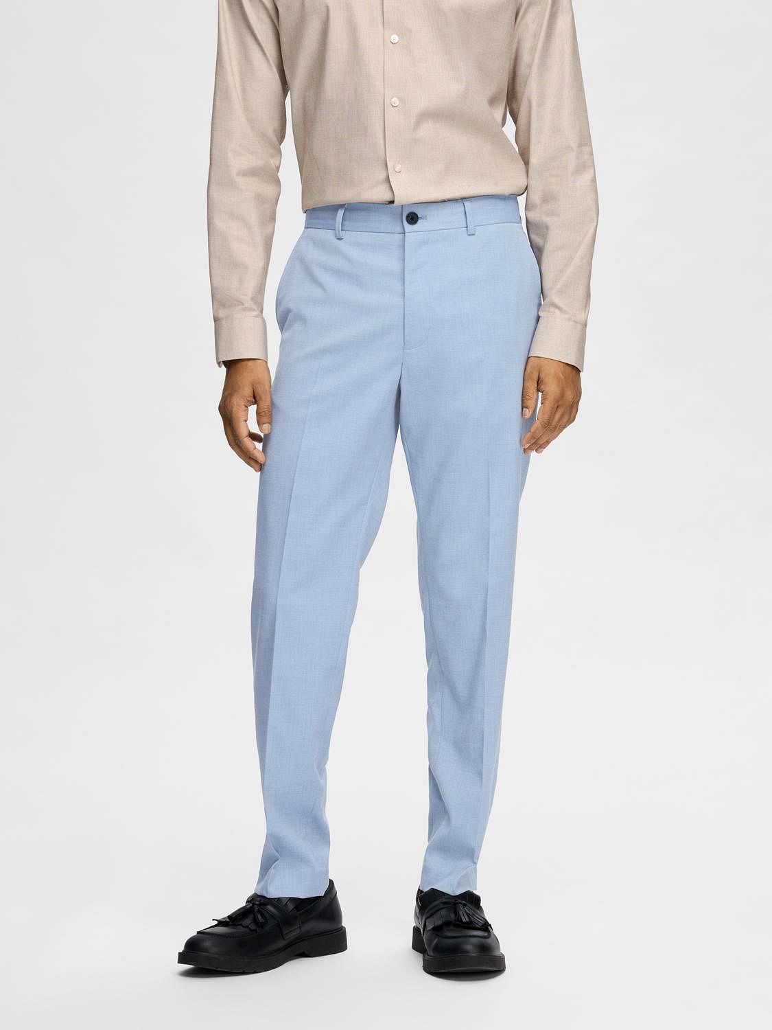 Cropped suit trousers Slim fit - Dark blue marl - Men | H&M IN