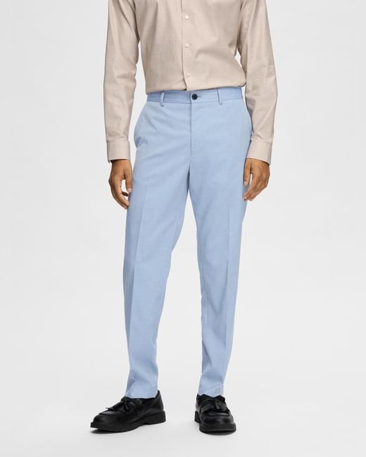 Blue Mid Rise Suit-Set Trousers