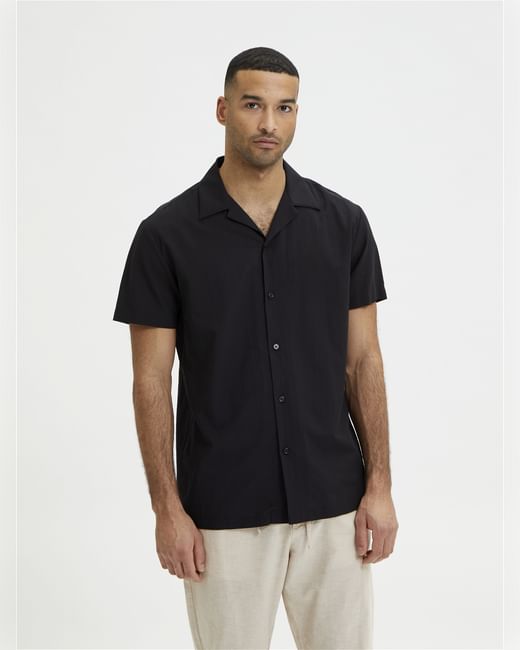 Black Cuban Collar Shirt