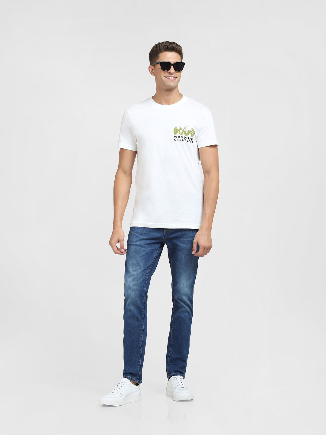 Buy Blue Mid Rise Organic Cotton Slim Jeans for Men at SELECTED