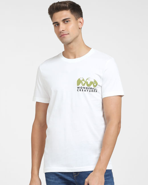 White Graphic Print Crew Neck T-shirt