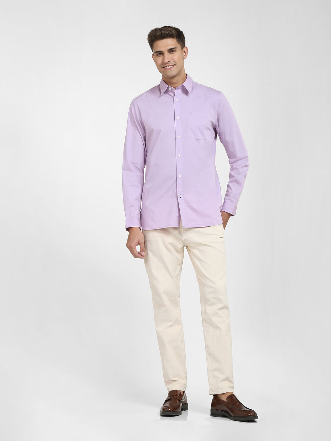 Outlaws - Cotton Rich Purple Semi Formal White Shirts