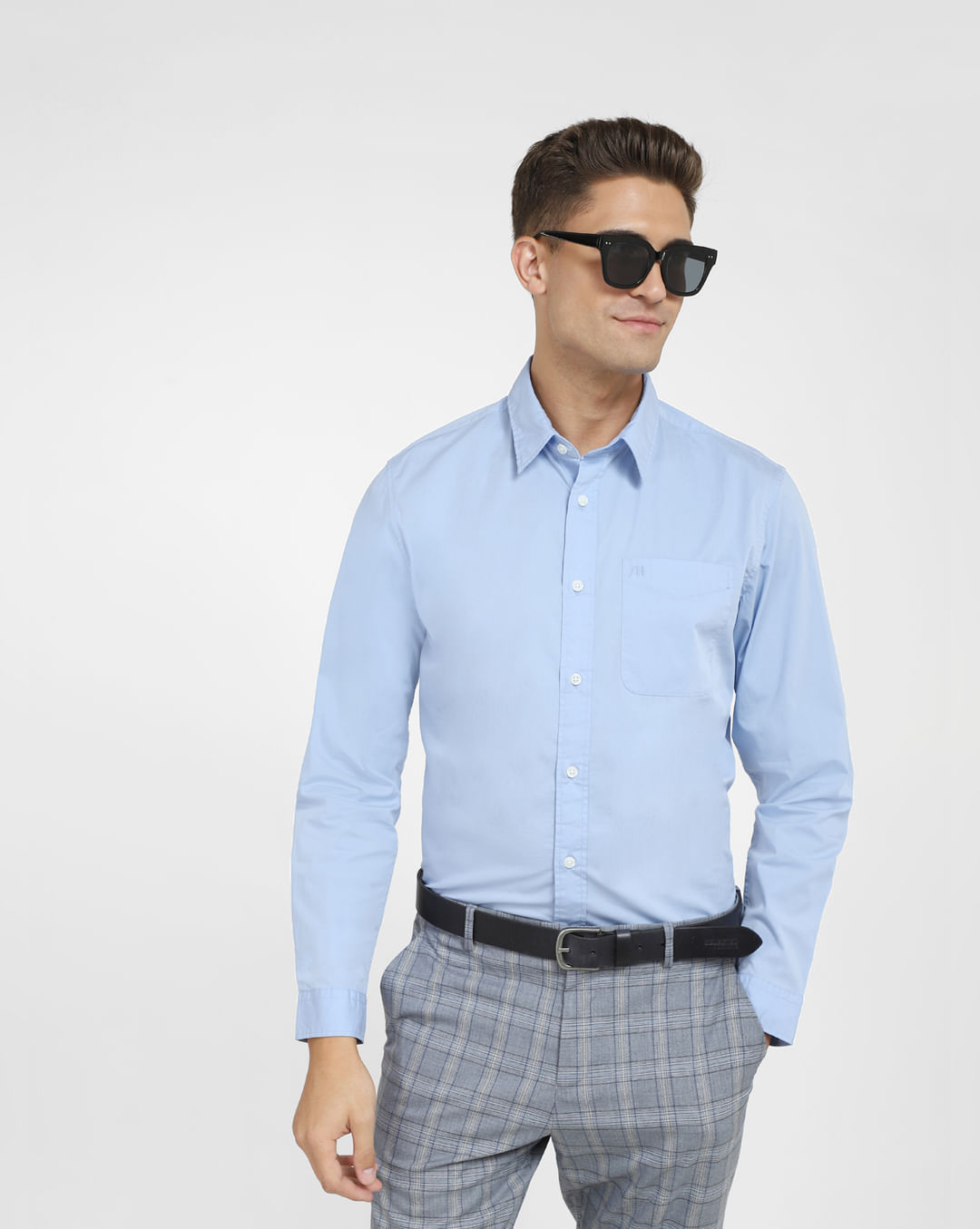 Buy Light Full Men HOMME Shirt at Blue for Online Sleeves SELECTED Formal |228538603