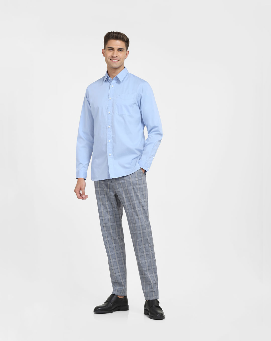 HOMME Formal Buy Blue |228538603 SELECTED Sleeves Shirt Men for at Light Full Online