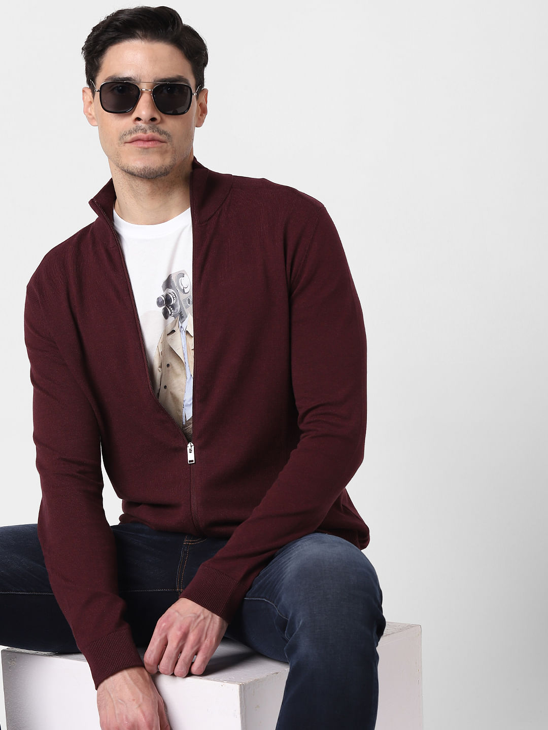 wine cardigan mens