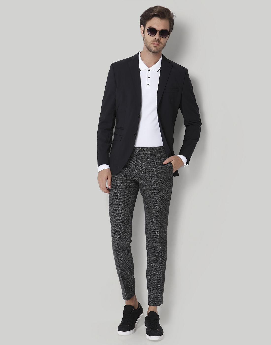 polo neck t shirt with blazer