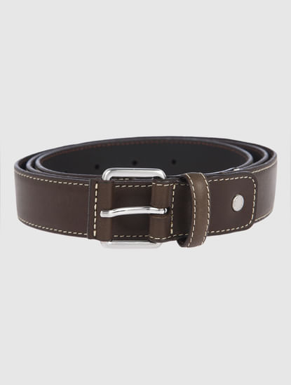 Brown Contrast Stitching Leather Belt