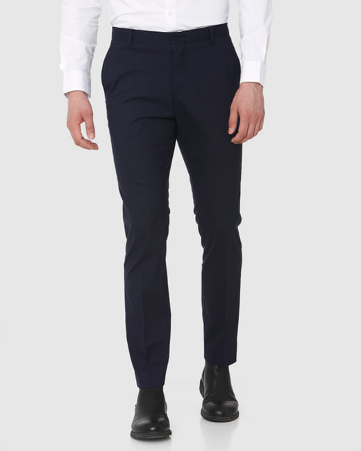 Navy Blue Slim Fit Formal Trousers