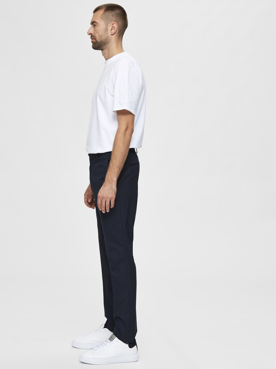 Slim Fit trousers - Navy blue/Checked - Men | H&M IN