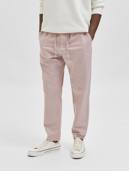 Pink Linen Blend Pants