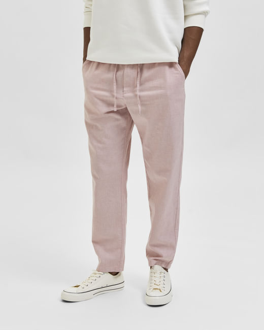 Pink Linen Blend Pants