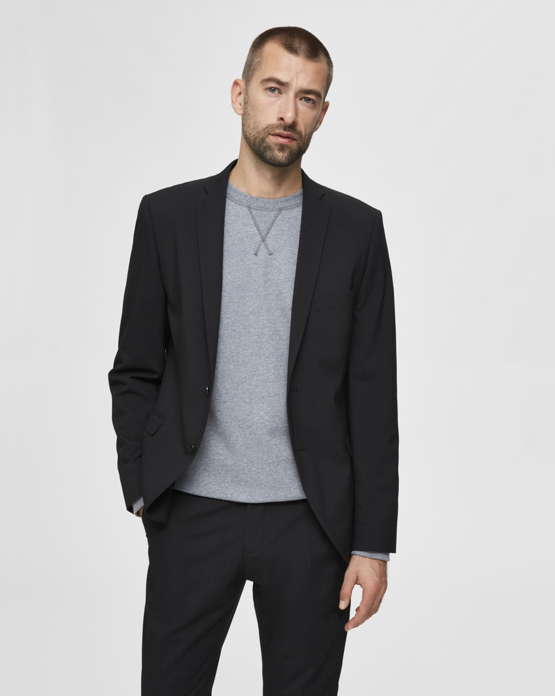 Black Slim Fit Suit Blazer|205041201