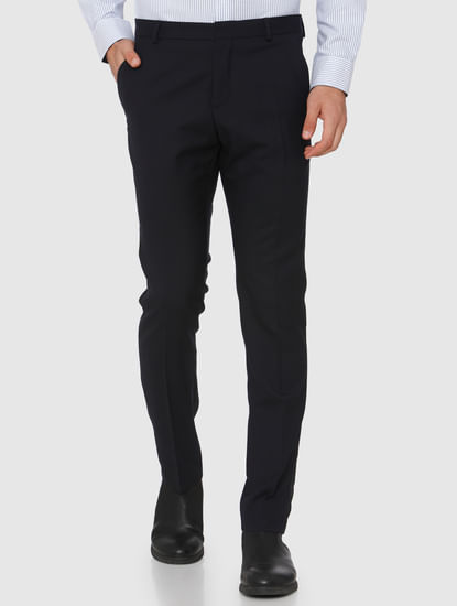 Navy Blue Mid Rise Tux Trousers