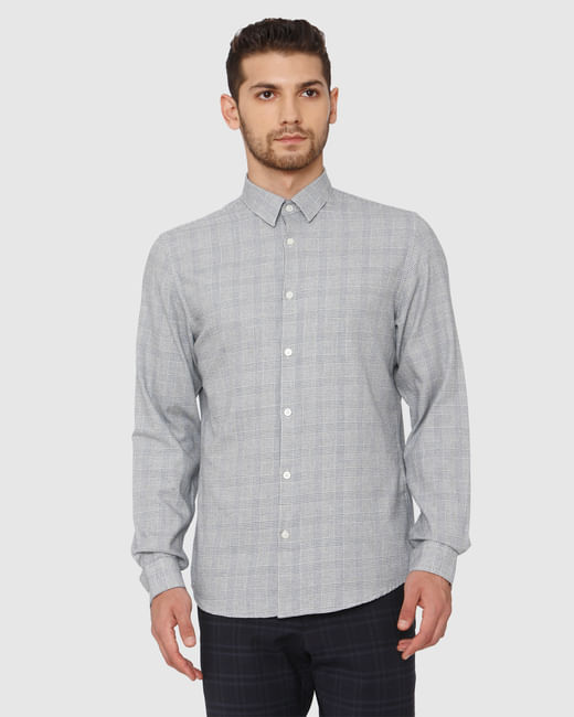 Grey Check Print Full Sleeves Shirt