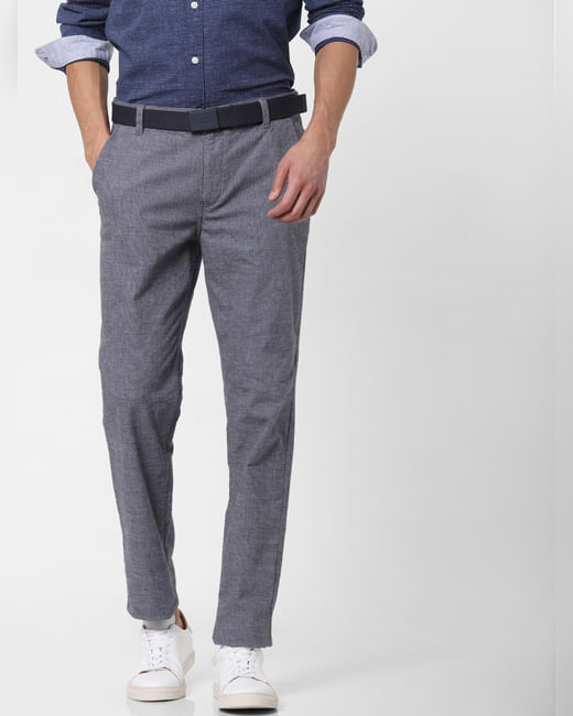 Blue Mid Rise Slim Fit Chinos