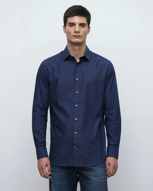 Buy Dark Blue Organic Cotton Shirt for Men Online at SELECTED HOMME ...