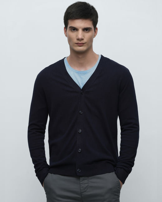 Navy Blue Knitted Cardigan