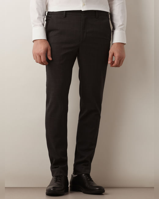 Grey Check Slim Fit Trousers