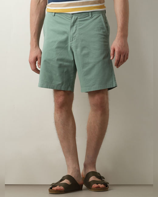 Green Mid Rise Chino Shorts