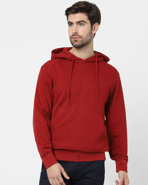 Red Organic Cotton Hooded Sweatshirt