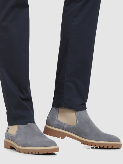 Grey Colourblocked Chelsea Boots