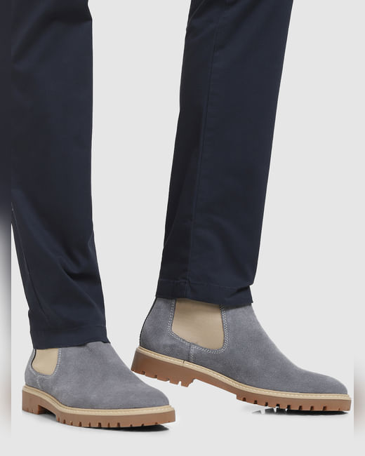 Grey Colourblocked Chelsea Boots