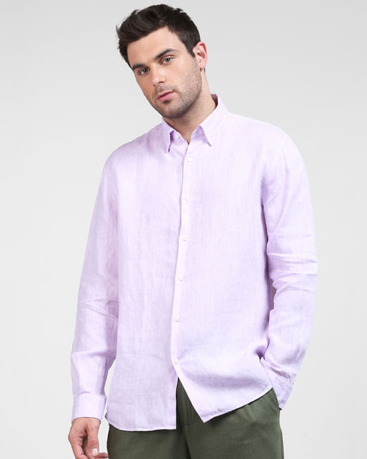 Pink Linen Full Sleeves Shirt